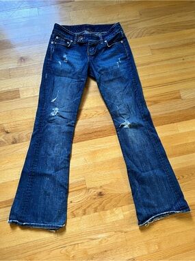 L7B by Little Big - Y2K Distressed Low Rise Dark Blue Jeans 29x34